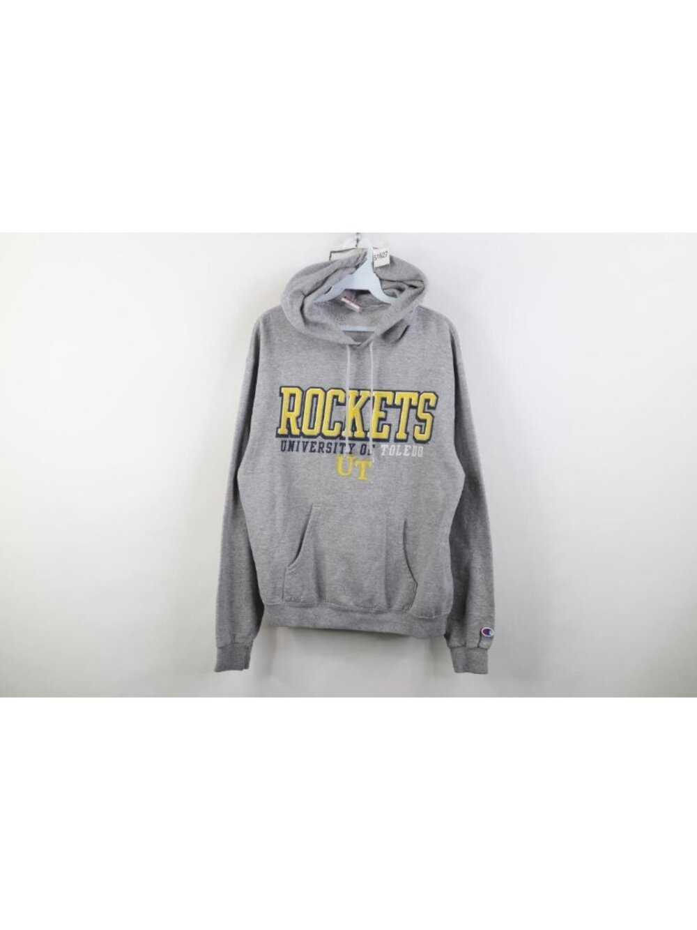 Vtg Champion Mens Medium Spell Out University of Toledo Hoodie Sweatshirt Gray